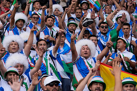 Uzbekistan fans during match against Spain